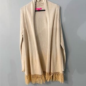 Lilly Pulitzer Beige Fringe Cardigan